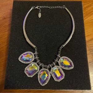 Traci Lynn Heart Rhinestone Silver-Tone Necklace – Pre-Owned